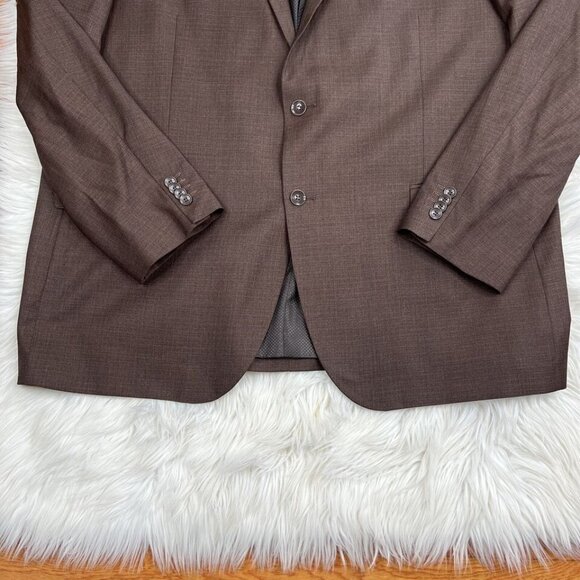 Bocaccio Uomo Men Suit 54L Pants 44x31.5 Brown Polyester Viscose Spandex - Picture 4 of 16